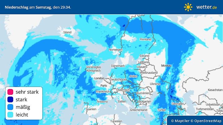 Das Wetter in Europa am Samstag, den 29.04.2023