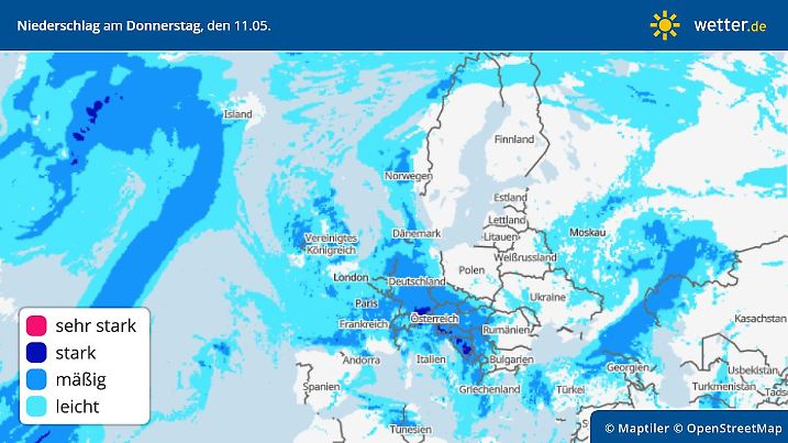 Niederschlag in Europa am Donnerstag, 11. Mai