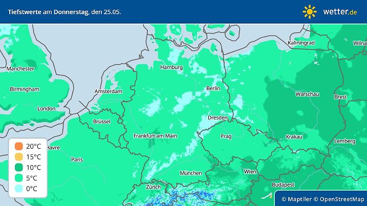 Prognose und Vorhersage Tiefstwerte am 25. Mai 2023