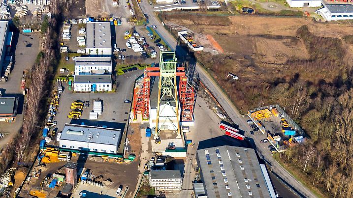 Luftbild, ehemalige Zeche Robert Müser, Förderturm, Werne, Bochum, Ruhrgebiet, Nordrhein-Westfalen, Deutschland ACHTUNGxMINDESTHONORARx60xEURO *** Aerial photograph, former Robert Müser colliery, winding tower, Werne, Bochum, Ruhr area, North Rhine-Westphalia, Germany ATTENTIONxMINDESTHONORARx60xEURO
