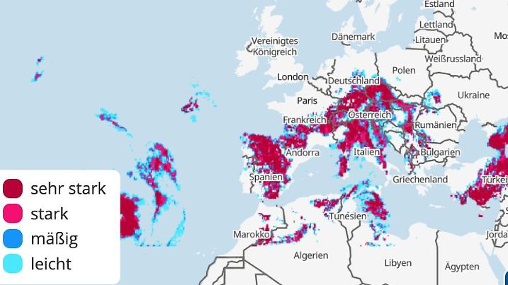 thunderStormChance gewitterrisiko montag europa