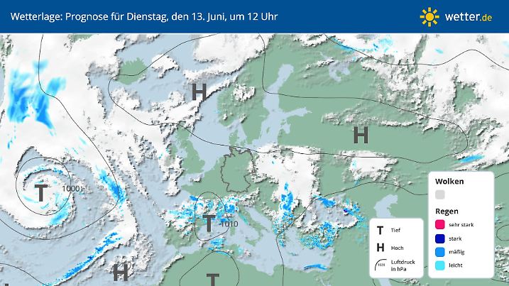 Die Wetterlage am 13. Juni