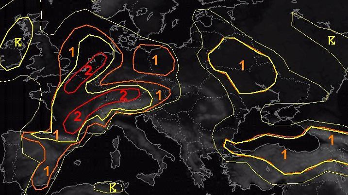 Unwetterwarnungen von Estofex für die nächsten 24 Stunden