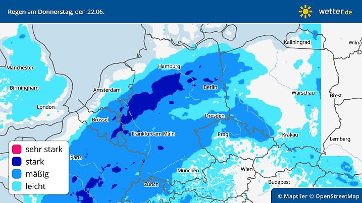 Vorhersage Regen am 22. Juni 2023