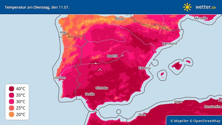 Hitze in Spanien: Schwitzen bei bis zu 44 Grad.