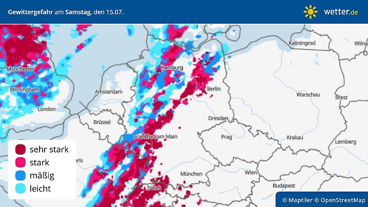 Gewittergefahr am Samstag in Deutschland