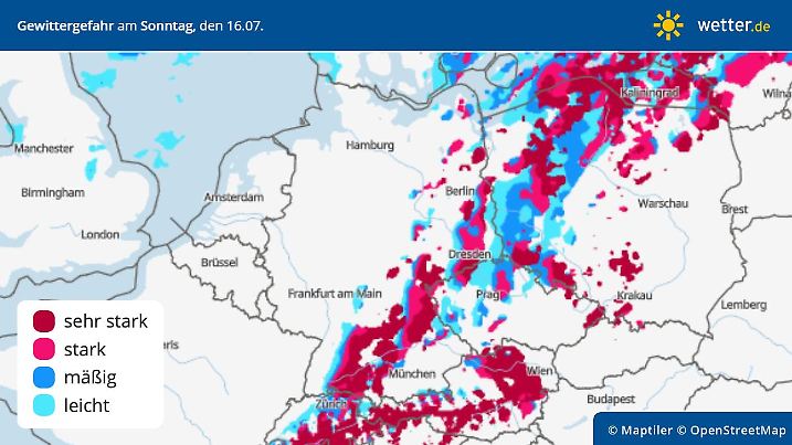 Gewittergefahr am Sonntag in Deutschland