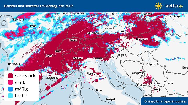 Prognose und Vorhersage der Gewitter und Unwetterentwicklung