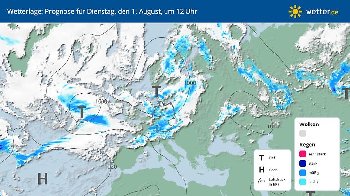 Großwetterlage Europa am 1. August 2023