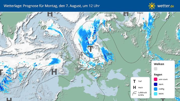 Die Wetterlage am Montag mit Tief Zacharias im Fokus.