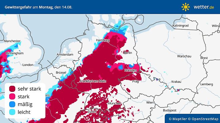 Prognose und Vorhersage: Gewitter in Deutschland am 14. August 2023