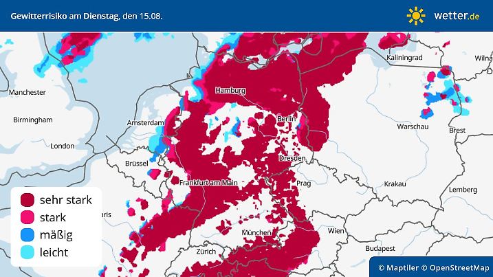 thunderStormChance gewitter risiko dienstag