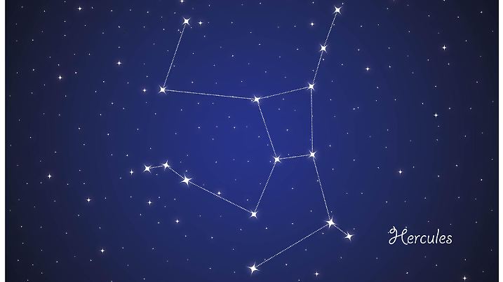 Wallpaper with constellation Hercules in night sky