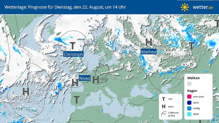 Die Wetterlage am Dienstag