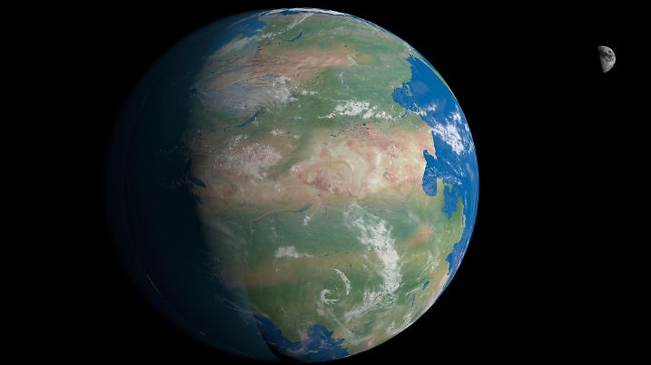 Earth planet with ancient supercontinent Pangea or Pangaea