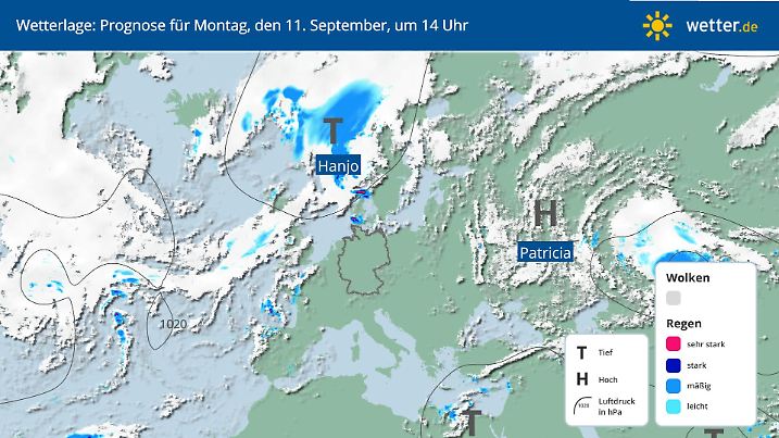 Wetterlage am Montag, 11. September in Deutschland