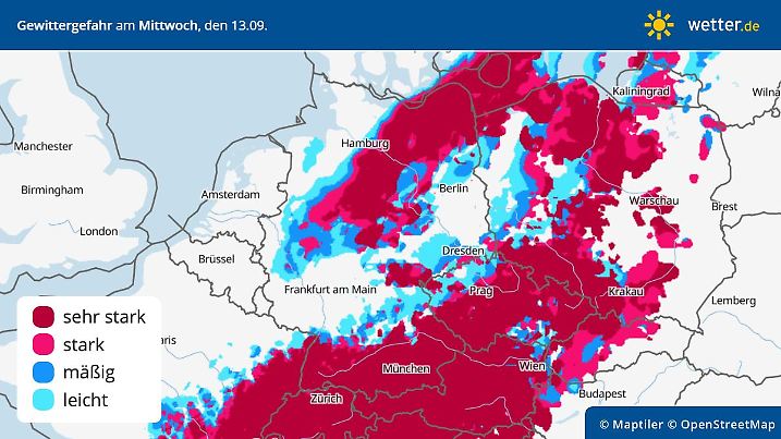 Prognose und Vorhersage Gewitter in Deutschland am Mittwoch