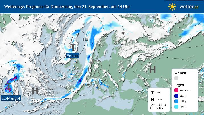 Wetterlage für Donnerstag, 21. September, in Deutschland