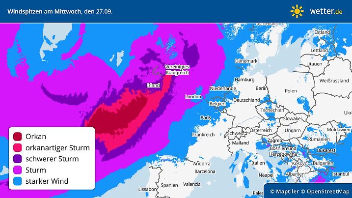 Mit Sturm- und Orkanböen trifft Sturm Kilian die Britischen Inseln