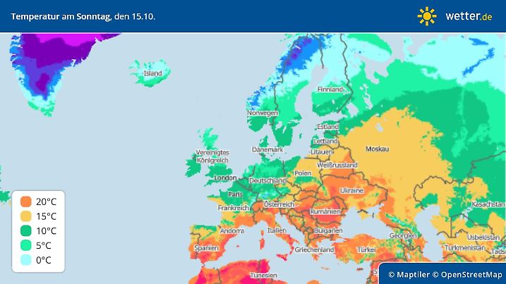 Höchsttemperaturen in Europa