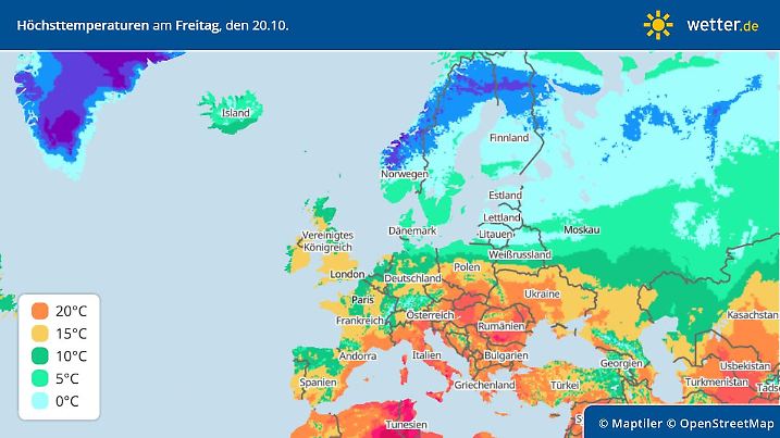 Die Temperaturen in Europa sind sommerlich bis winterlich.