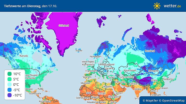 Die Tiefstwerte zeigen es an - es geht allmählich in Richtung Winter