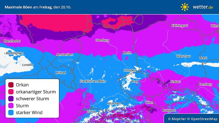 Die Grafik zeigt Wind und Sturm in Deutschland.