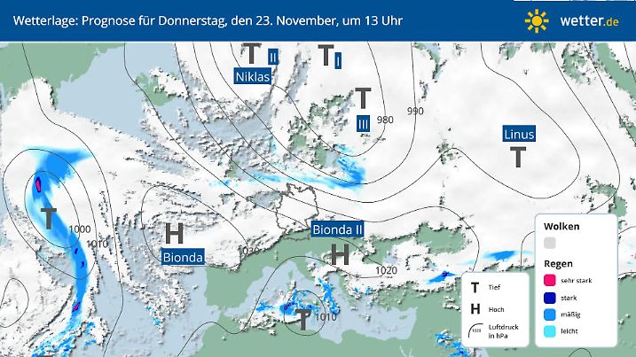 Wetterlage am 23. November 2023