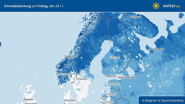 In Norwegen, Schweden, Finnland liegen schon meterweise Schnee.