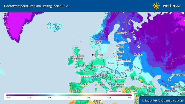 Temperaturen in Europa: Hier Eiseskälte, dort Reste einer Hitzewelle.