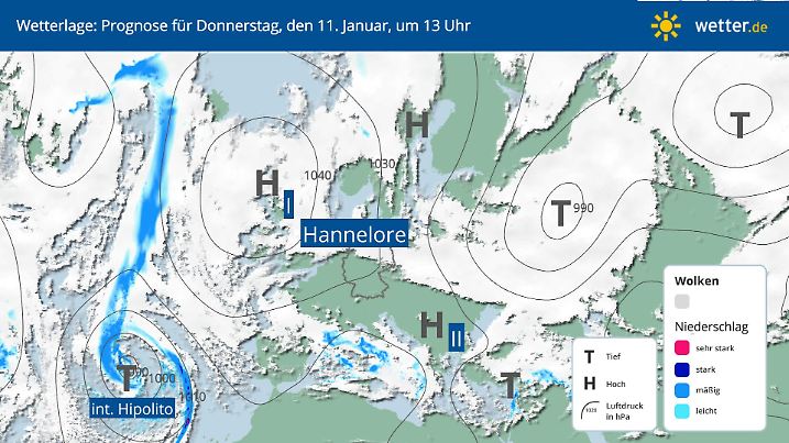 Wetterlage für Donnerstag, 11. Januar in Deutschland
