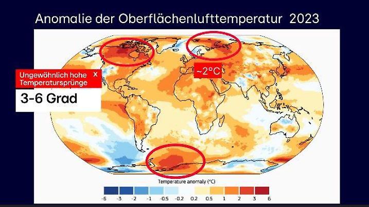 Temperaturanomalie 2023 weltweit