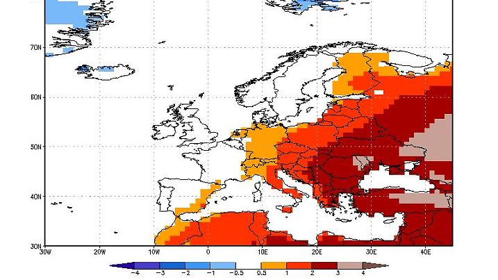 Europa könnte im März zweigeteilt sein. Einem sehr warmen Südosten steht nach der NOAA-Prognose ein deutlich kühlerer Nordwesten gegenüber.