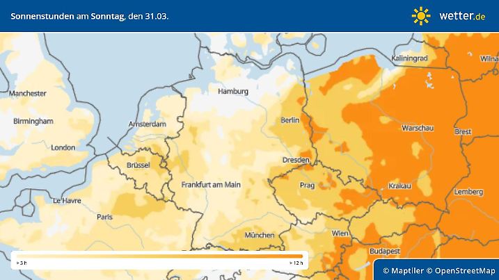 Sonnenstunden in Deutschland am Ostersonntag
