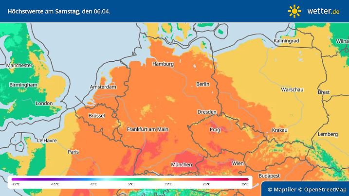 Die Sommertemperaturen am kommenden Samstag sind quasi sicher. Eventuell geht es sogar in Richtung 30 Grad.