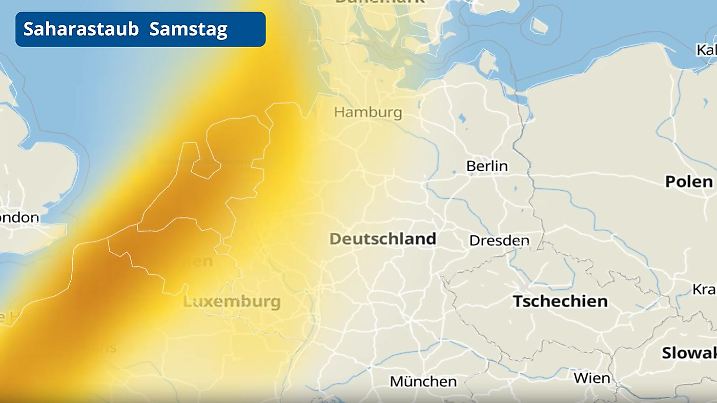 Der Saharastaub kommt am Samstag von Südwesten ins Land.