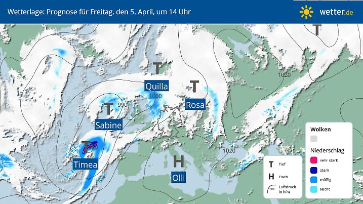 Wetterlage Über Europa: Immer wieder Tiefdruck.