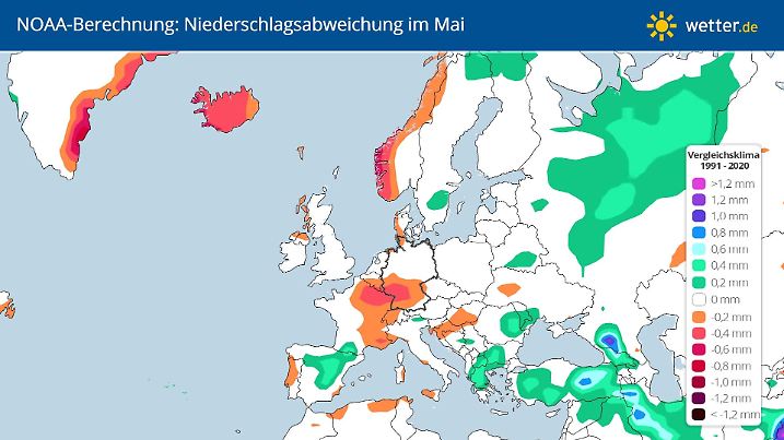 Das ist neu: Die Tiefs scheinen sich im Mai aus Nordwest- und Mitteleuropa zurückzuziehen.