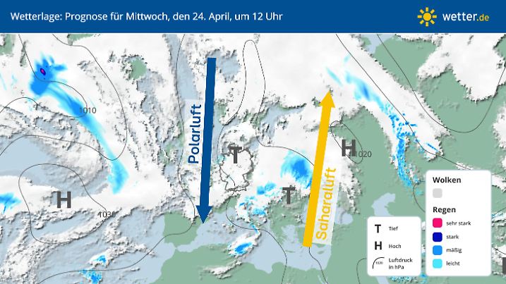Die Strömung verläuft seit einiger Zeit nicht wie typisch von West nach Osten, sondern von Nord nach Süd uns andersrum. Dadurch entstehen extreme Temperaturen und Kontraste.