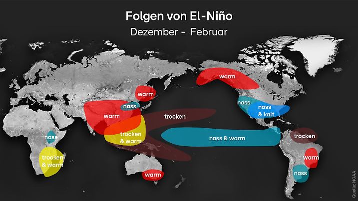 El Niño Folgen Weltkarte Karte Grafik