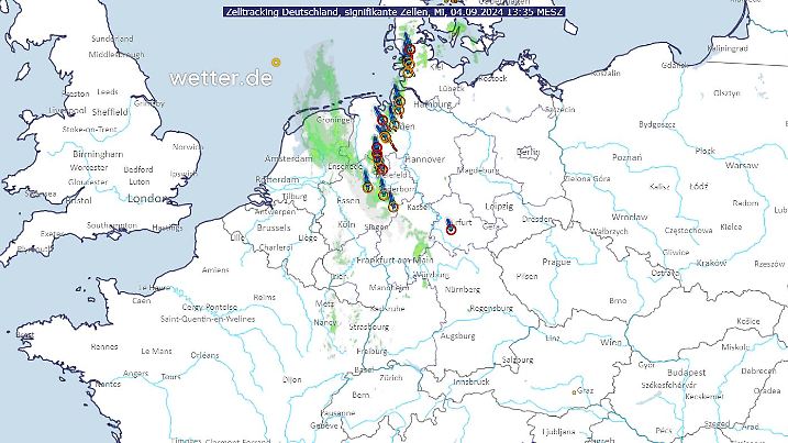 Stormtracking in Deutschland mit den aktuellen Gewitterzellen