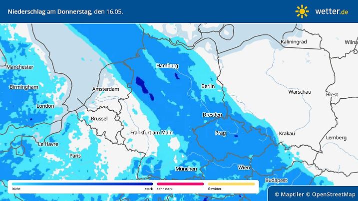 Prognose und Vorhersage für Regen in Deutschland