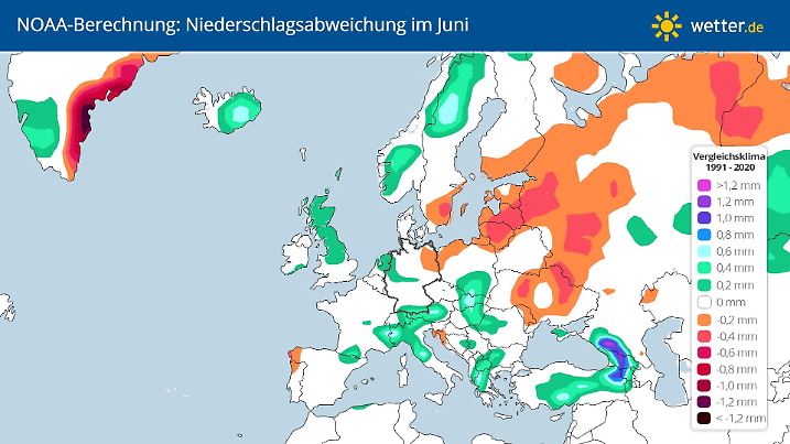Prognose und Vorhersage für den Regen im Juni 2024