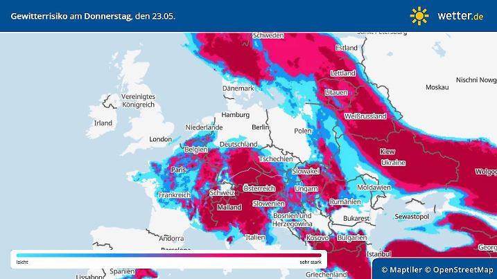 Prognose und Vorhersage der Gewittergefahr Europa