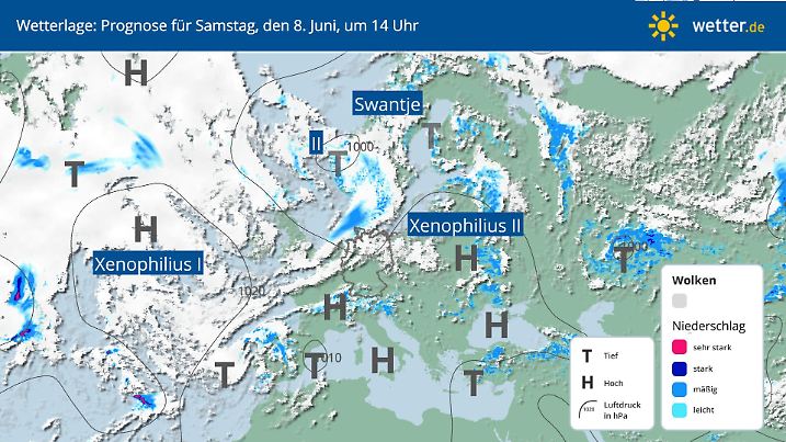 Wetterlage am 8. Juni 2024
