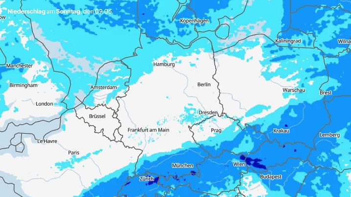 Wo fällt am Sonntag Regen?
