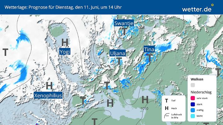 Wetterlage am Dienstag