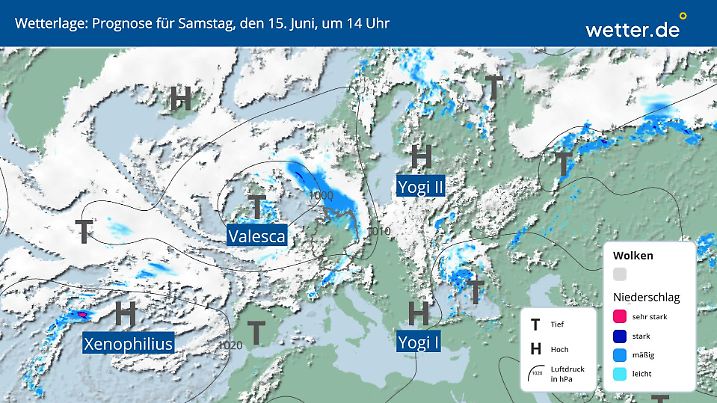 Wetterlage am Samstag, 15. Juni in Deutschland