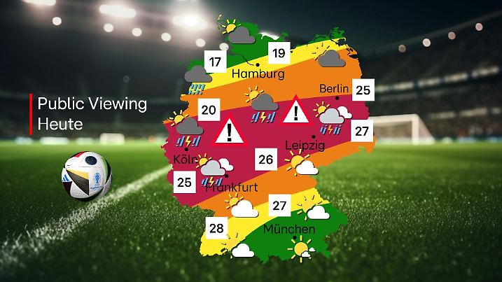 Die Unwetter-Gefahrenkarte für Dìenstag, 18.06.2024
