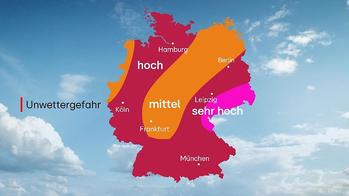 Freitag: Verbreitet hohe Unwettergefahr, im Osten höchste Unwettergefahr!